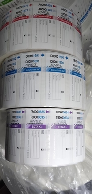 Embalagem em rolos Rótulo médico de acordo com a cor do tubo para identificação simplificada