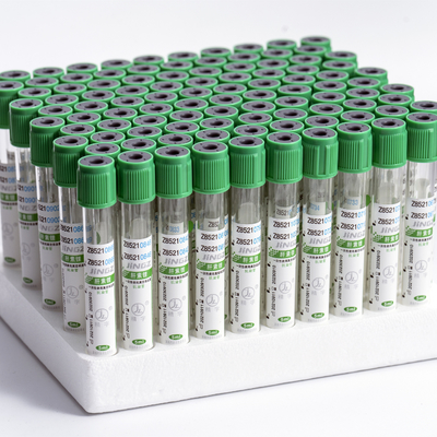 Tubos de colheita de sangue para uso médico Pet / Glass Green Heparin Test Tube