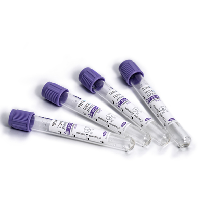 Plástico do vidro do tubo 0.5-10ml da coleção do sangue do vácuo do tampão da alfazema do tubo do EDTA K3/K2