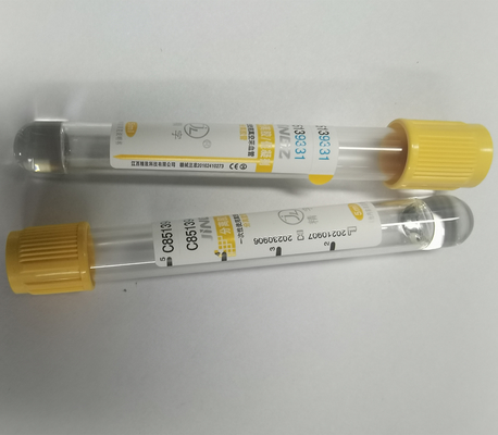 O tubo 6ml do separador do soro da parte superior do ouro do ANIMAL DE ESTIMAÇÃO coagula ativador Vacuum 13*100mm