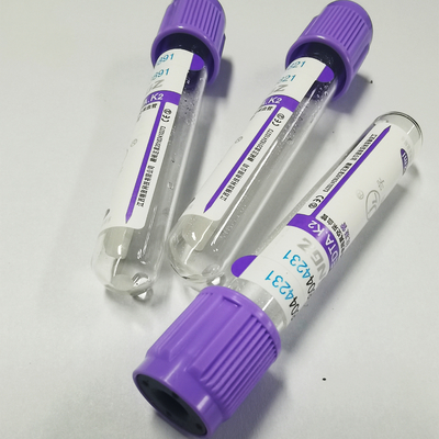 Tubo de ensaio plástico roxo do EDTA 3.2mg/ml do tubo K3 da coleção do sangue do EDTA do vácuo do tampão