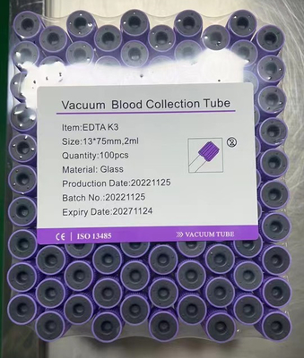 Tubo de vácuo estéril 2ml do tubo da coleção do sangue do EDTA do tampão K3 da imprensa