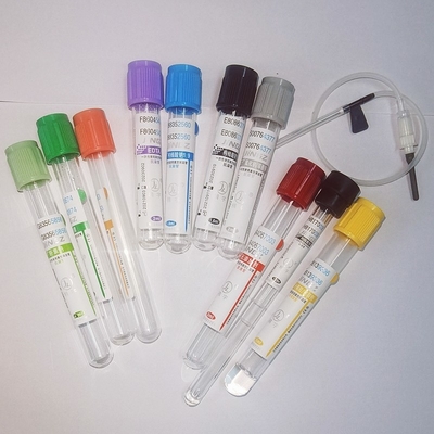 Tubos da coleção da amostra de sangue do vácuo com cor roxa preta azul verde amarela vermelha