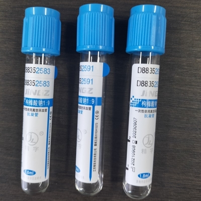 Tubo de coleta de sangue de citrato de sódio azul claro com vidro - 13 x 75 mm
