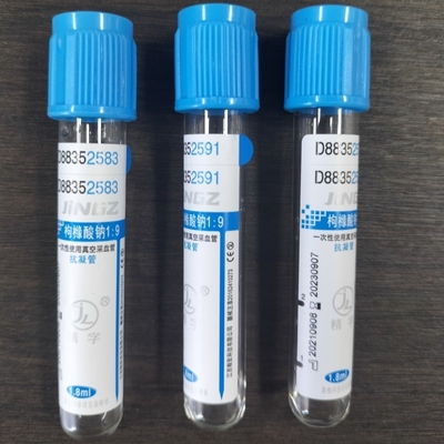 Tipo de vácuo Tubo de amostragem de sangue de citrato de sódio 9NC em 100/caixa