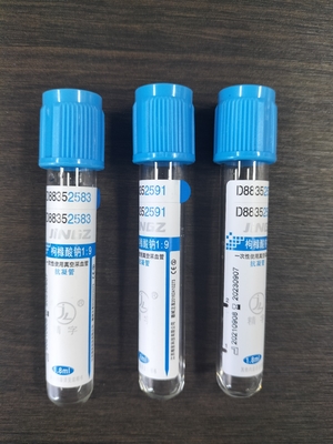Tubos de colheita de sangue Médico Citrato de sódio 3,2% com tubos de ensaio azuis