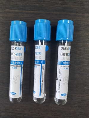 Tubos de colheita de sangue Médico Citrato de sódio 3,2% com tubos de ensaio azuis