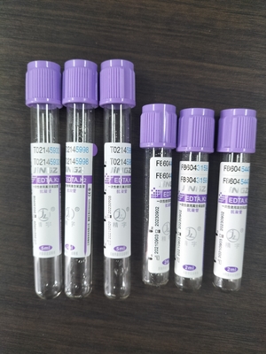 Tubo de vidro K2 EDTA para 1ml-10ml Capacidade com etiqueta de tubo roxo Cor no material de vidro