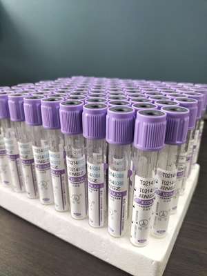 Tubo de vidro K2 EDTA para 1ml-10ml Capacidade com etiqueta de tubo roxo Cor no material de vidro