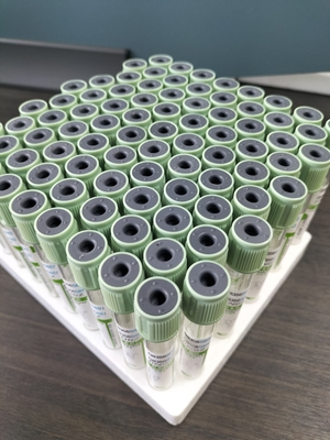 Tubo de recolha de sangue médico 2 ml-10 ml Tubo de análise de sangue de tampa verde claro com tampa de pressão