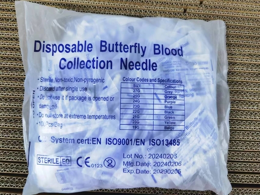 Agulha da borboleta de asa única Agulha de coleta de sangue 21G 22G 23G 24G 25G Com marca Ce