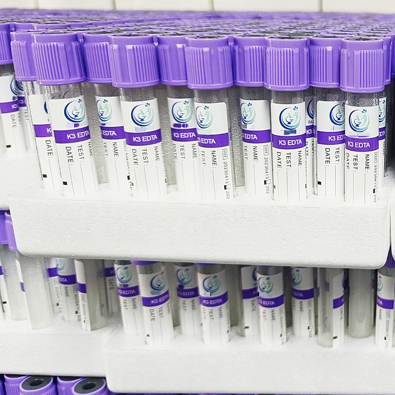 Tubo de ensaio plástico roxo do EDTA 3.2mg/ml do tubo K3 da coleção do sangue do EDTA do vácuo do tampão