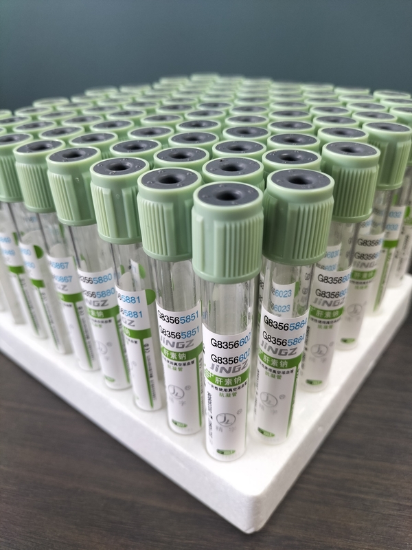 Tubo de recolha de sangue médico 2 ml-10 ml Tubo de análise de sangue de tampa verde claro com tampa de pressão